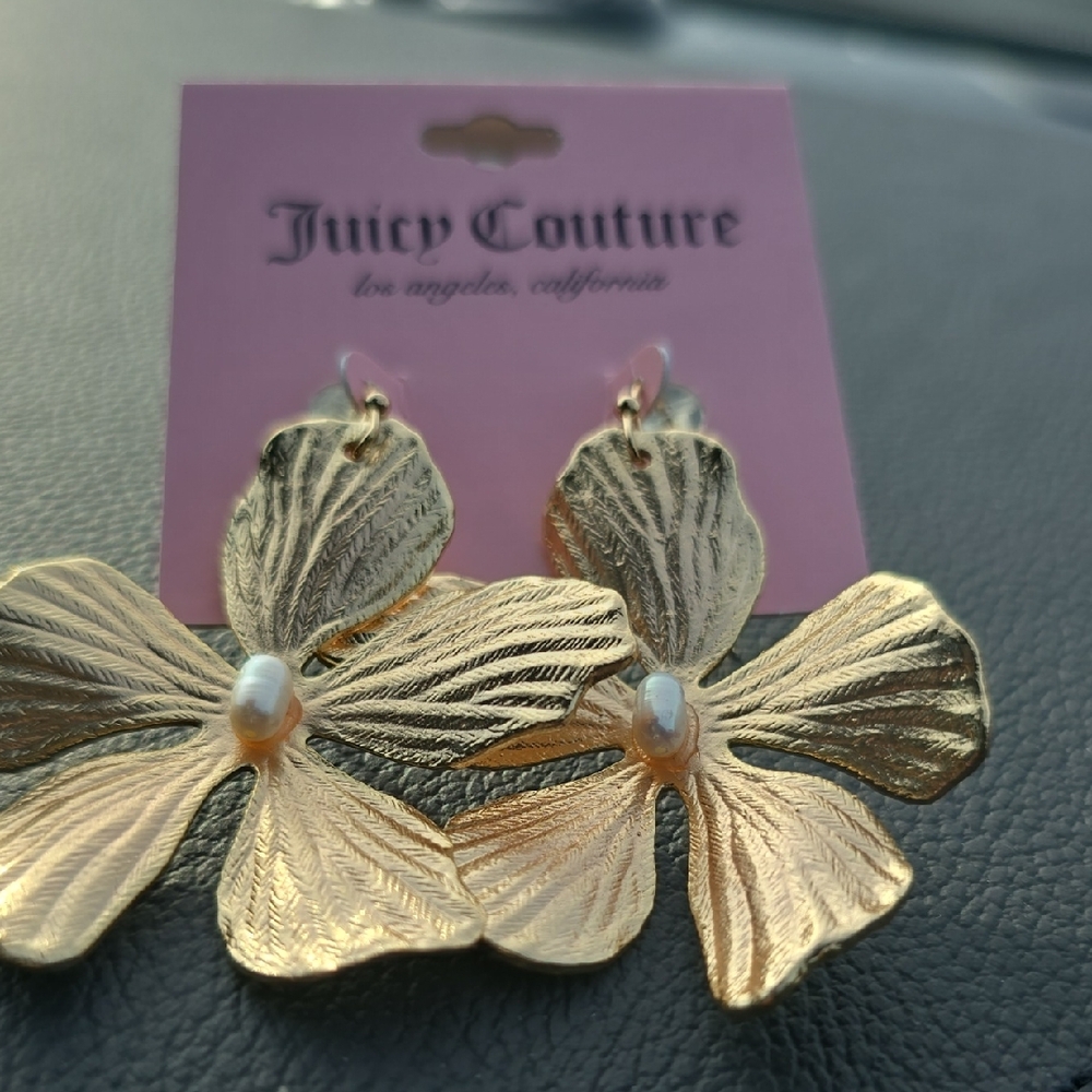 Juicy Couture Gold Statement Flower Earrings